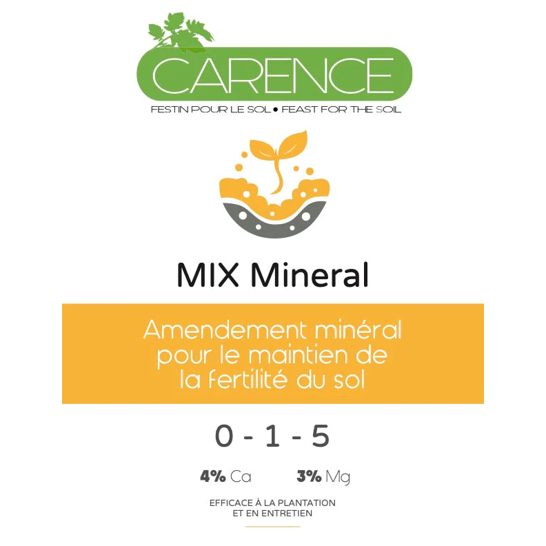 Croque Paysage,matériel aménagement comestible,Mix mineral amendement Carence 0-1-5,jardinerie autonomie alimentaire,Québec,Laurentides,Val-David
