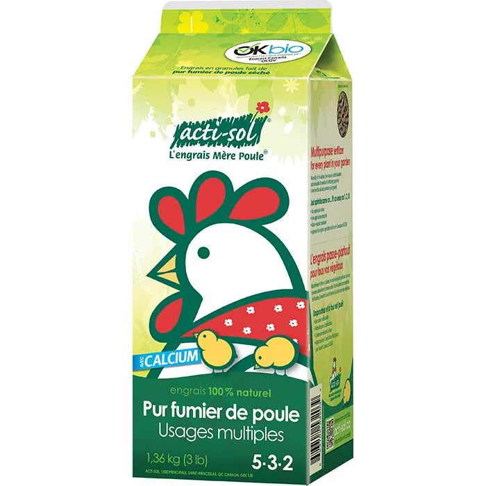 Croque Paysage,matériel aménagement comestible,Fumier de poule Actisol 5-3-2,jardinerie autonomie alimentaire,Québec,Laurentides,Val-David